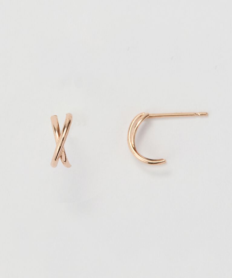 Phoebe「【K10】クロッシングピアス　ローズゴールド／限定BOX＆ショッパーつき」|ピアス|