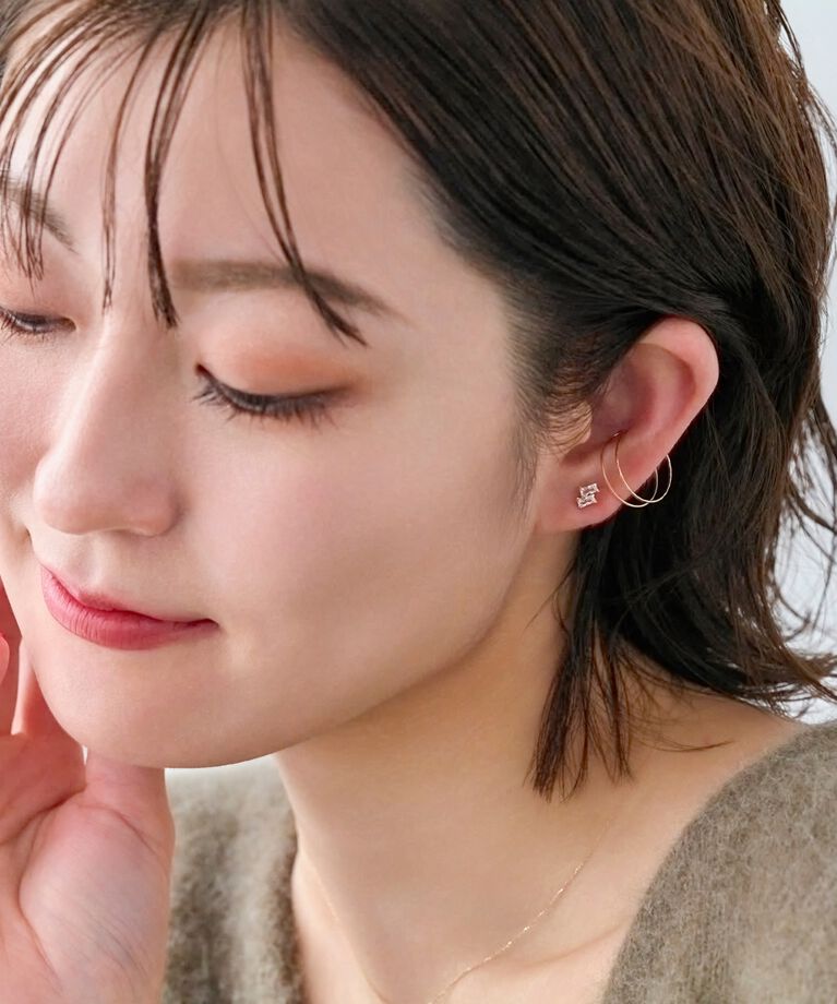 Phoebe「【K10】ツインバケットピアス　ローズゴールド／限定BOX＆ショッパーつき」|ピアス|