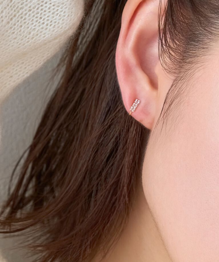 Phoebe「【K10】ストーンバーイヤリング　ローズゴールド」|イヤリング|
