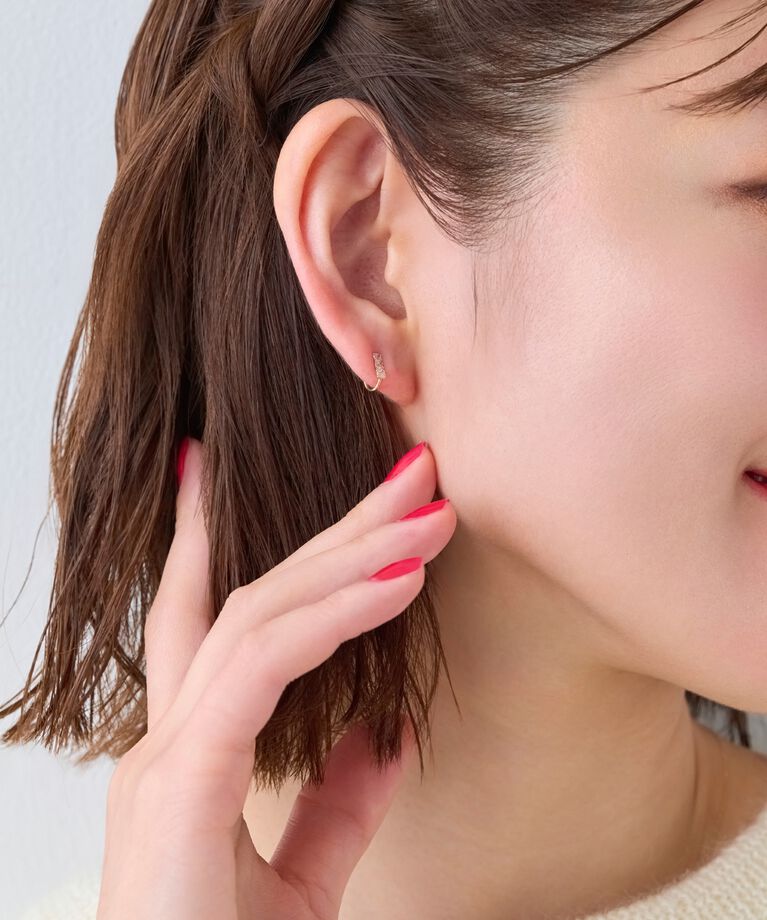 Phoebe「【K10】ストーンバーイヤリング　ローズゴールド」|イヤリング|