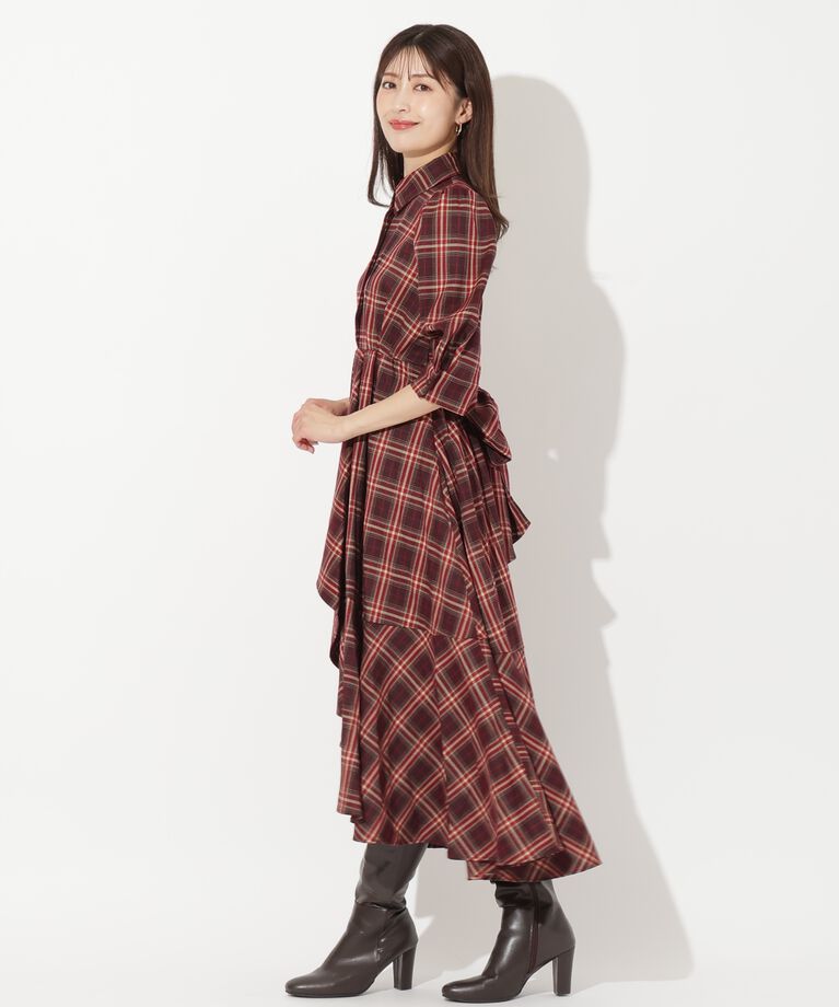 アンドクチュール「ラッフルフリルチェックワンピース」|ワンピース|