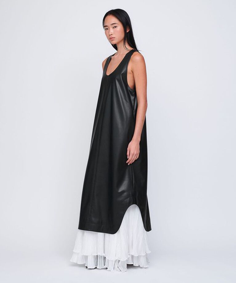 AEWEN MATOPH「＜AEWEN MATOPH＞レザーライク シャツテール ワンピース」|ワンピース|BLACK