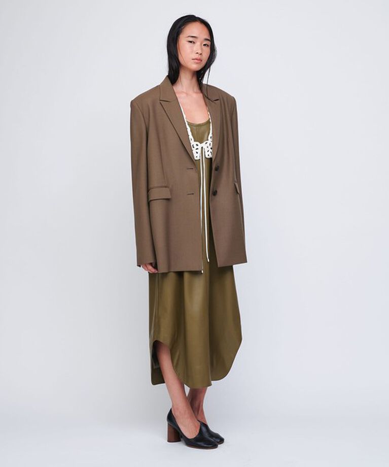 AEWEN MATOPH「＜AEWEN MATOPH＞レザーライク シャツテール ワンピース」|ワンピース|OLIVE