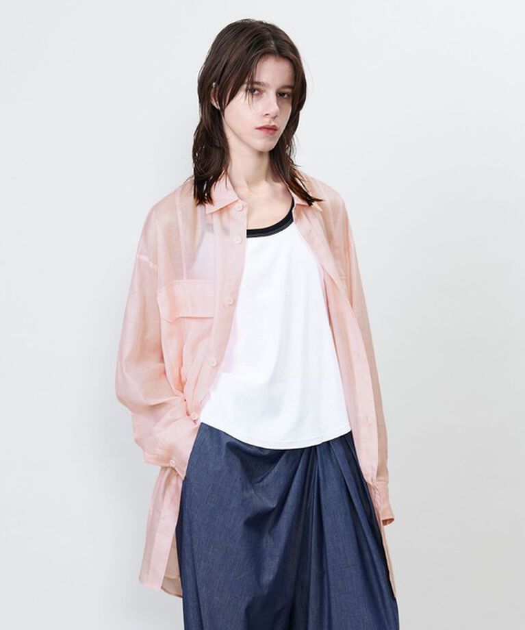 ASTRAET「＜ASTRAET＞フラップポケット シアー レギュラーカラーシャツ」|シャツ・ブラウス|LT.PINK