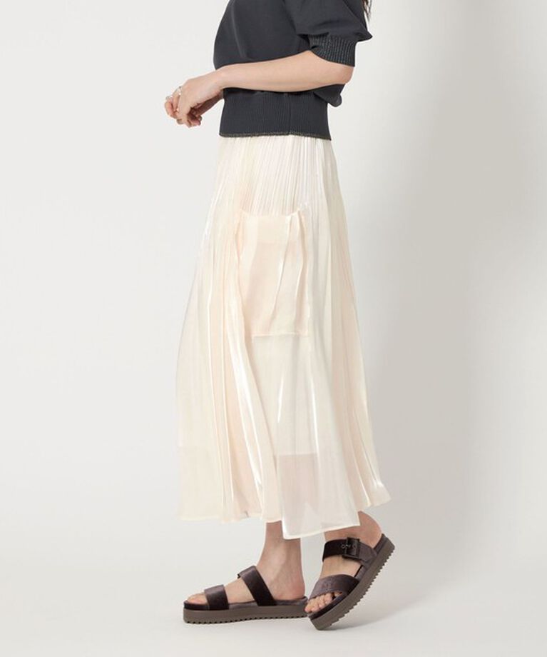 UNITED ARROWS「シャイン ポケット プリーツスカート」|スカート|OFF WHITE