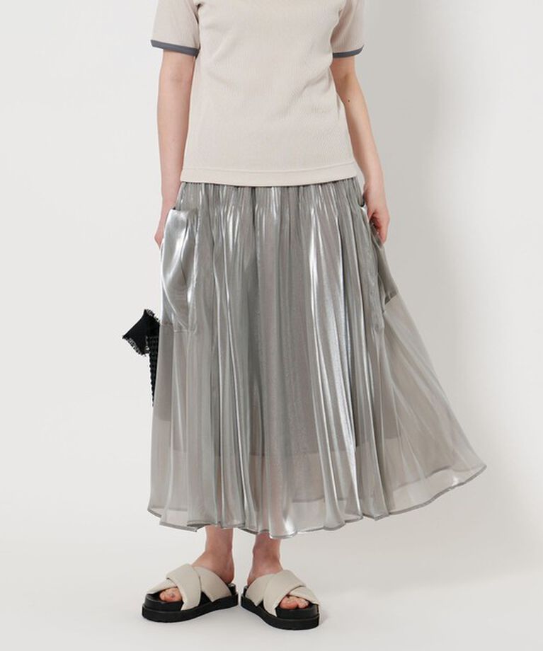 UNITED ARROWS「シャイン ポケット プリーツスカート」|スカート|SILVER