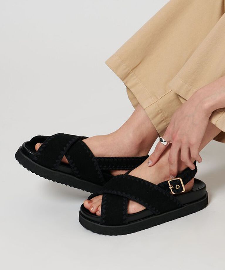 UNITED ARROWS「ナチュラル クロス サンダル」|サンダル|BLACK