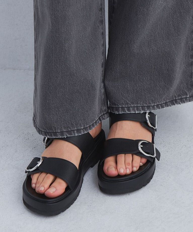 UNITED ARROWS green label relaxing「ダブルベルトプラット サンダル(3.5cmヒール)」|サンダル|
