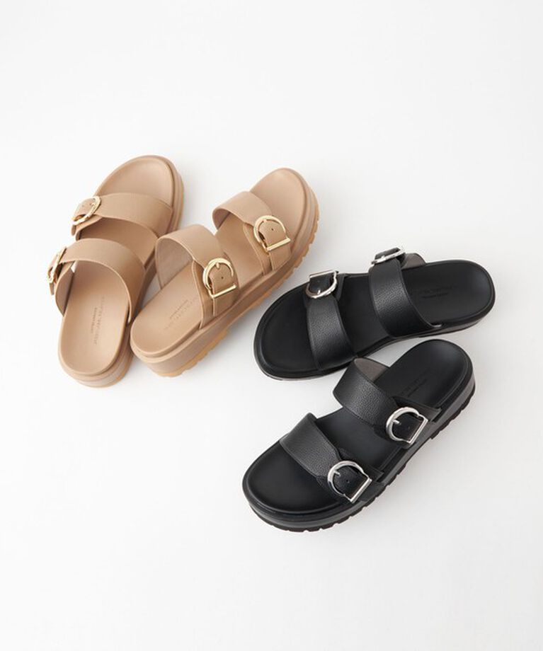 UNITED ARROWS green label relaxing「ダブルベルトプラット サンダル(3.5cmヒール)」|サンダル|