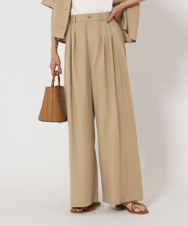UNITED ARROWS green label relaxing「タック ワイド パンツ -撥水-」|その他|BEIGE