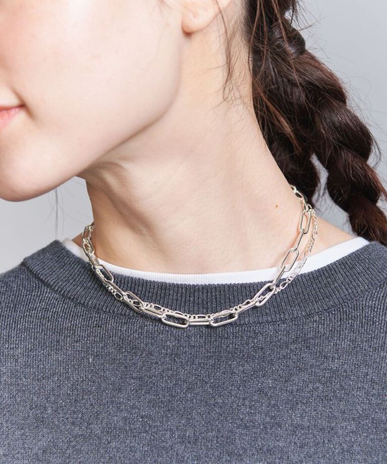 BEAUTY&YOUTH UNITED ARROWS「ミックスチェーン 2連 ショートネックレス」|ネックレス|SILVER