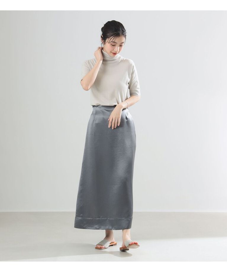 Demi-Luxe BEAMS 「AK+1 / コットン 五分袖 ハイネックニット」|ニット・セーター|