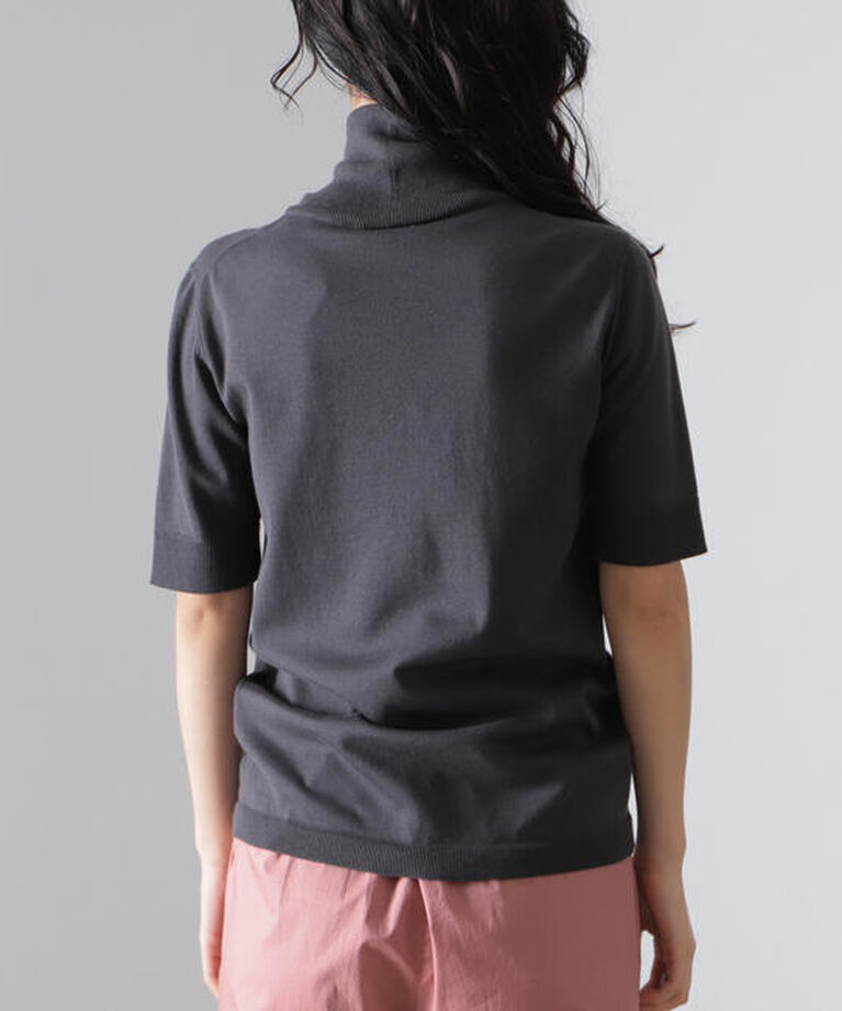 Demi-Luxe BEAMS 「AK+1 / コットン 五分袖 ハイネックニット」|ニット・セーター|