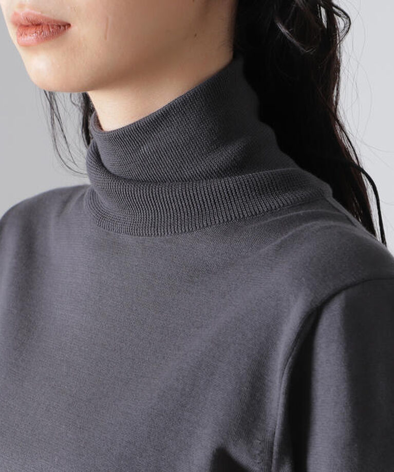 Demi-Luxe BEAMS 「AK+1 / コットン 五分袖 ハイネックニット」|ニット・セーター|
