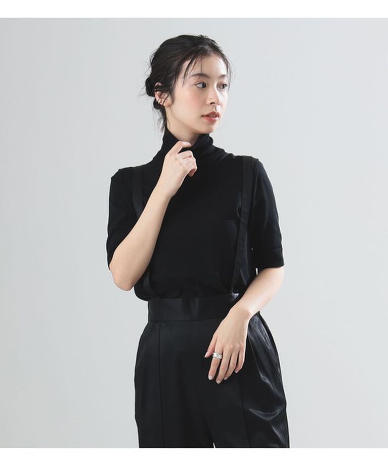 Demi-Luxe BEAMS 「AK+1 / コットン 五分袖 ハイネックニット」|ニット・セーター|
