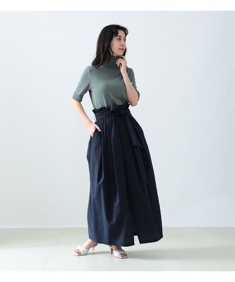Demi-Luxe BEAMS 「AK+1 / コットン 五分袖 ハイネックニット」|ニット・セーター|