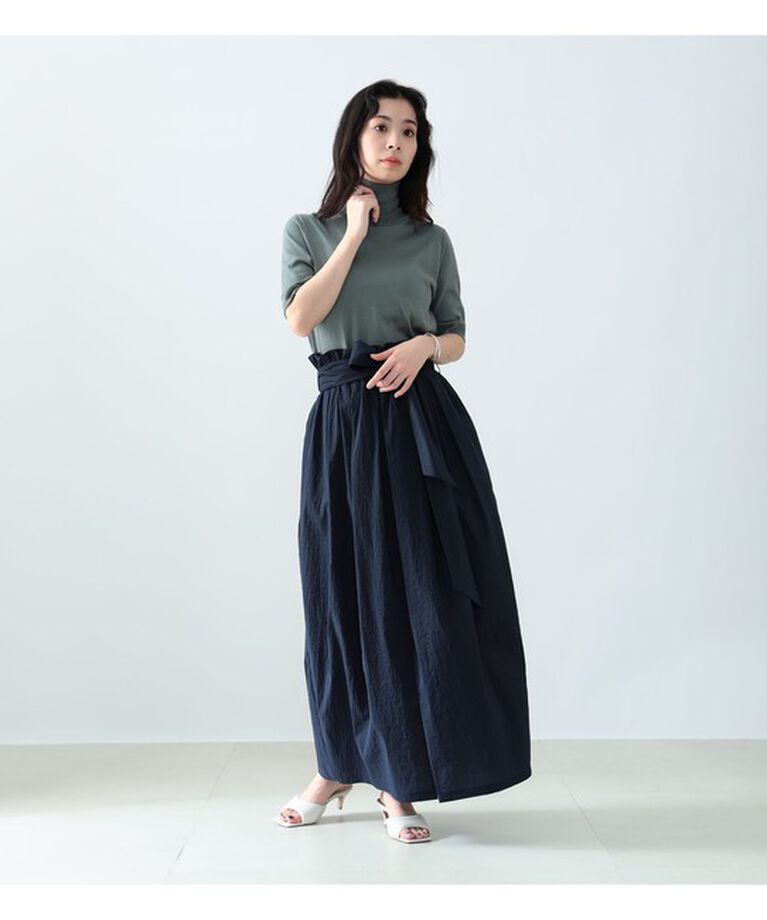 Demi-Luxe BEAMS 「AK+1 / コットン 五分袖 ハイネックニット」|ニット・セーター|