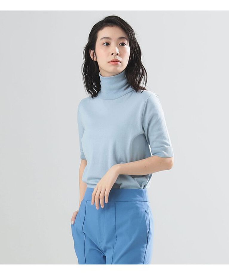 Demi-Luxe BEAMS 「AK+1 / コットン 五分袖 ハイネックニット」|ニット・セーター|