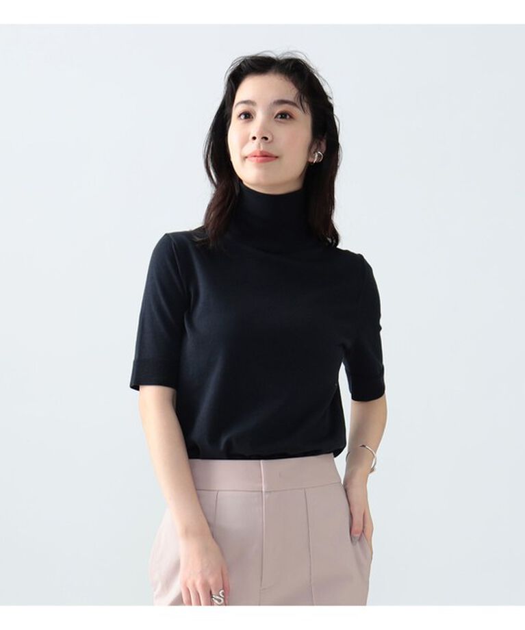 Demi-Luxe BEAMS 「AK+1 / コットン 五分袖 ハイネックニット」|ニット・セーター|