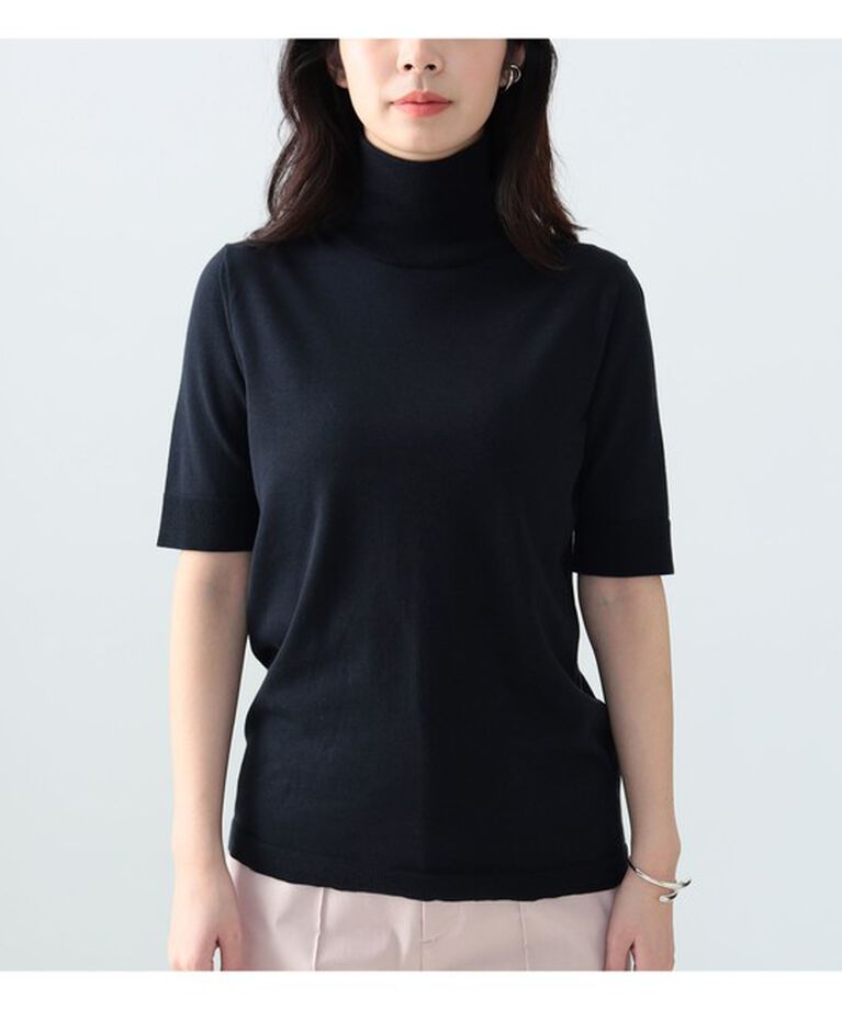 Demi-Luxe BEAMS 「AK+1 / コットン 五分袖 ハイネックニット」|ニット・セーター|