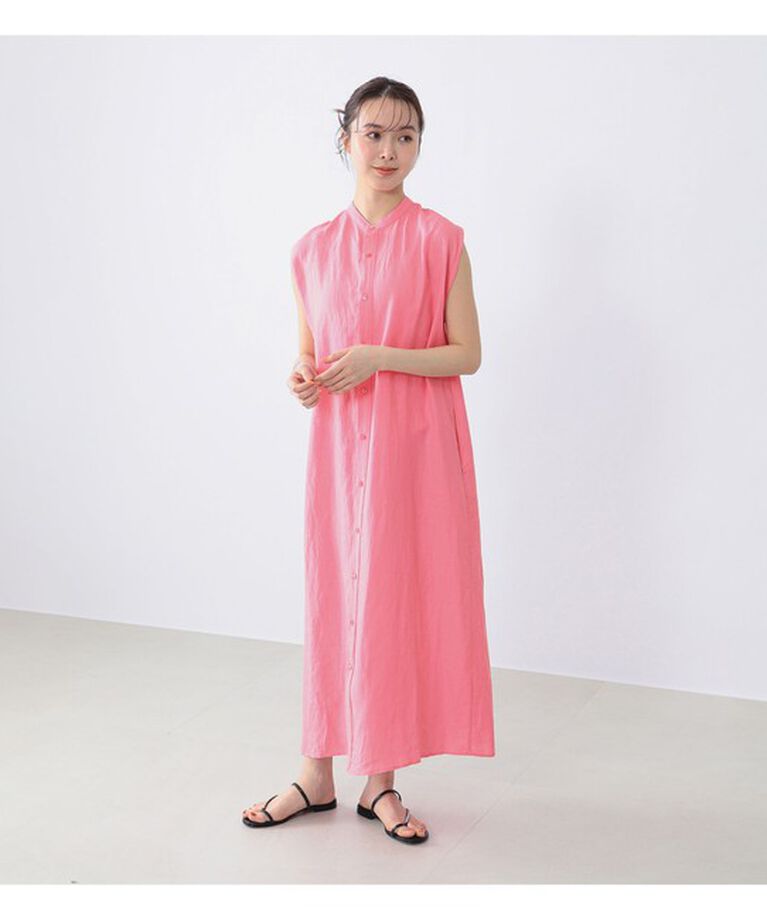 Demi-Luxe BEAMS 「TICCA × Demi-Luxe BEAMS / 別注 リネン ノースリーブ シャツワンピース」|ワンピース|