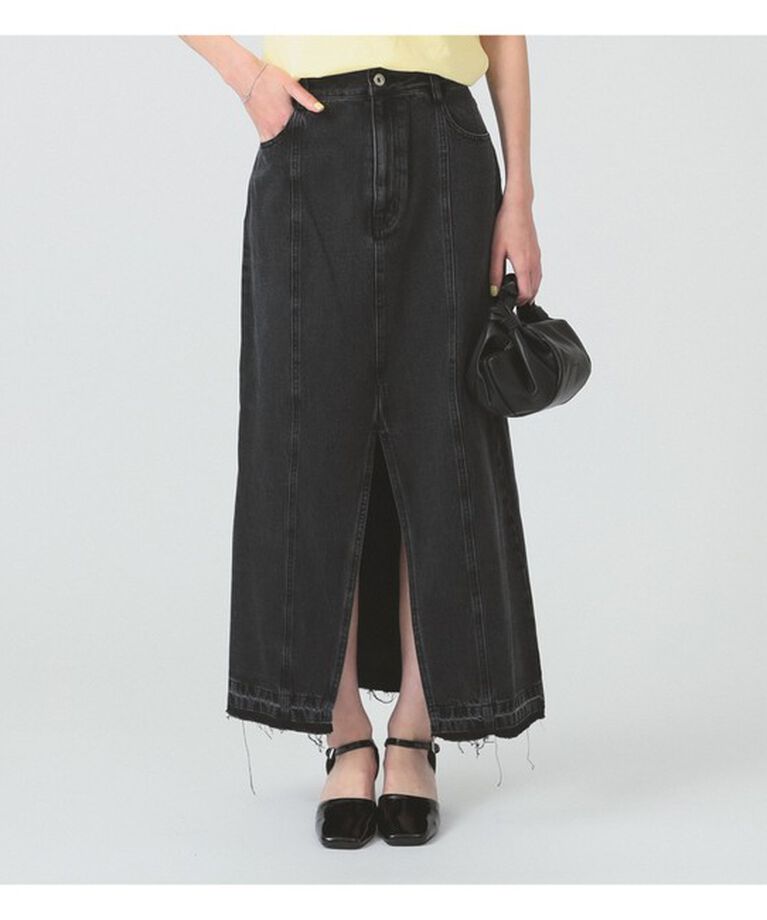 Ray BEAMS 「デニム カットオフ スリット スカート デニム」|スカート|BLACK