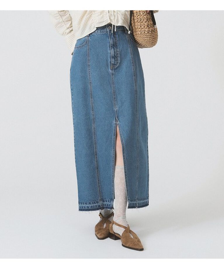 Ray BEAMS 「デニム カットオフ スリット スカート デニム」|スカート|BLUE