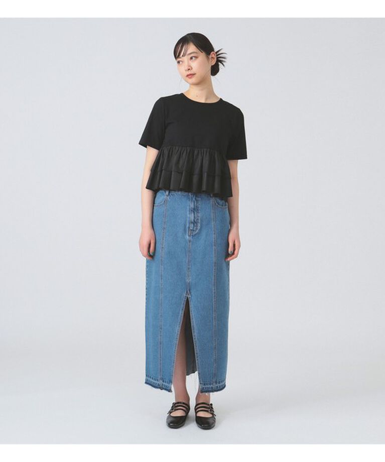 Ray BEAMS 「デニム カットオフ スリット スカート デニム」|スカート|