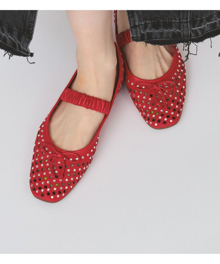 Ray BEAMS 「パンチング バレエ シューズ」|スニーカー|RED