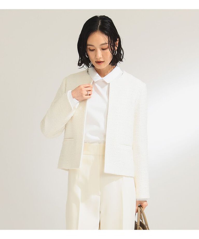 Demi-Luxe BEAMS 「ツイード クルーネック ジャケット＊」|ダッフルコート|