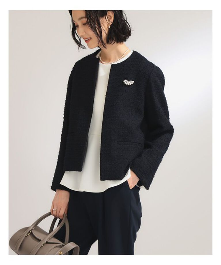 Demi-Luxe BEAMS 「ツイード クルーネック ジャケット＊」|ダッフルコート|