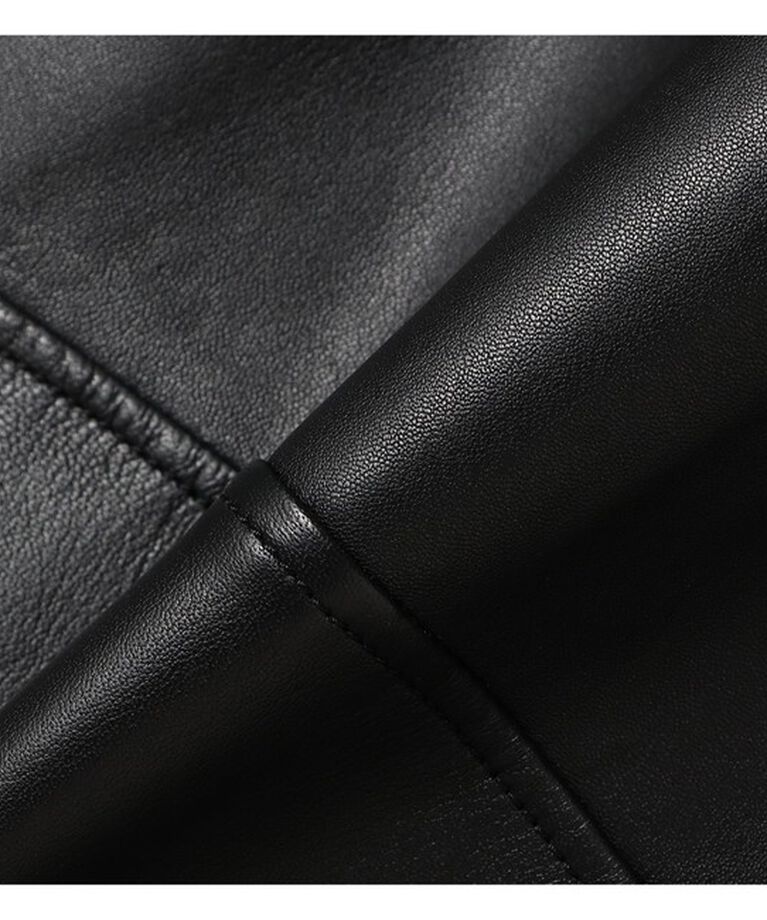 Demi-Luxe BEAMS 「マット シープスキン ノーカラー ライダース ブルゾン」|ブルゾン・スタジャン|