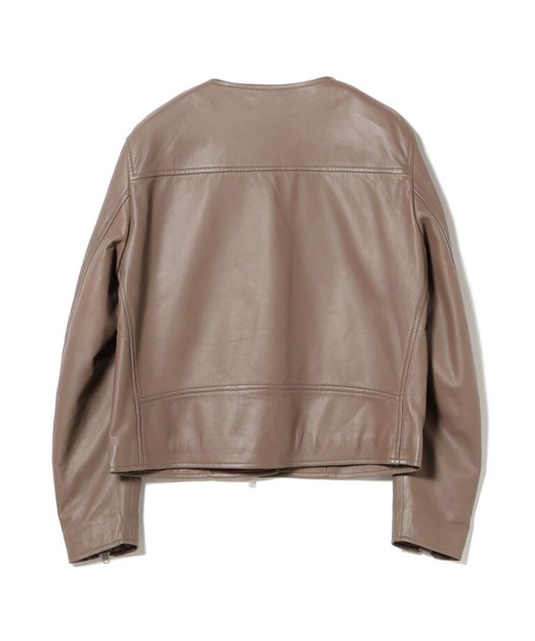 Demi-Luxe BEAMS 「マット シープスキン ノーカラー ライダース ブルゾン」|ブルゾン・スタジャン|
