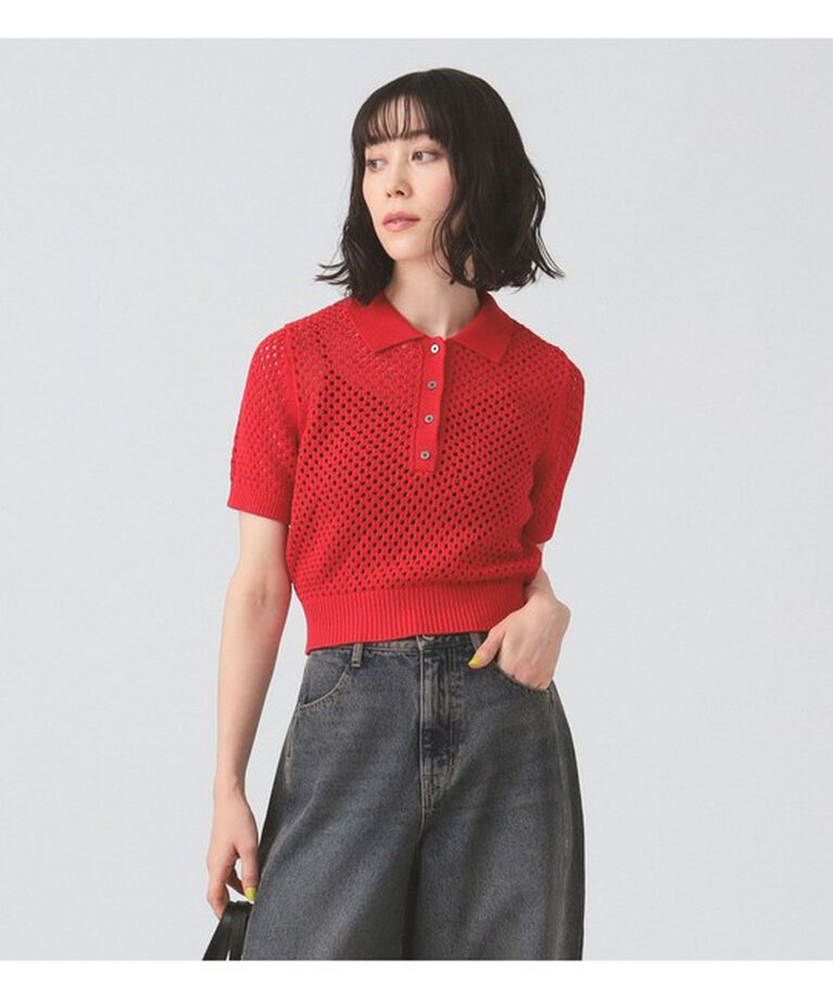 Ray BEAMS 「メッシュ ニット ポロシャツ」|ニット・セーター|RED