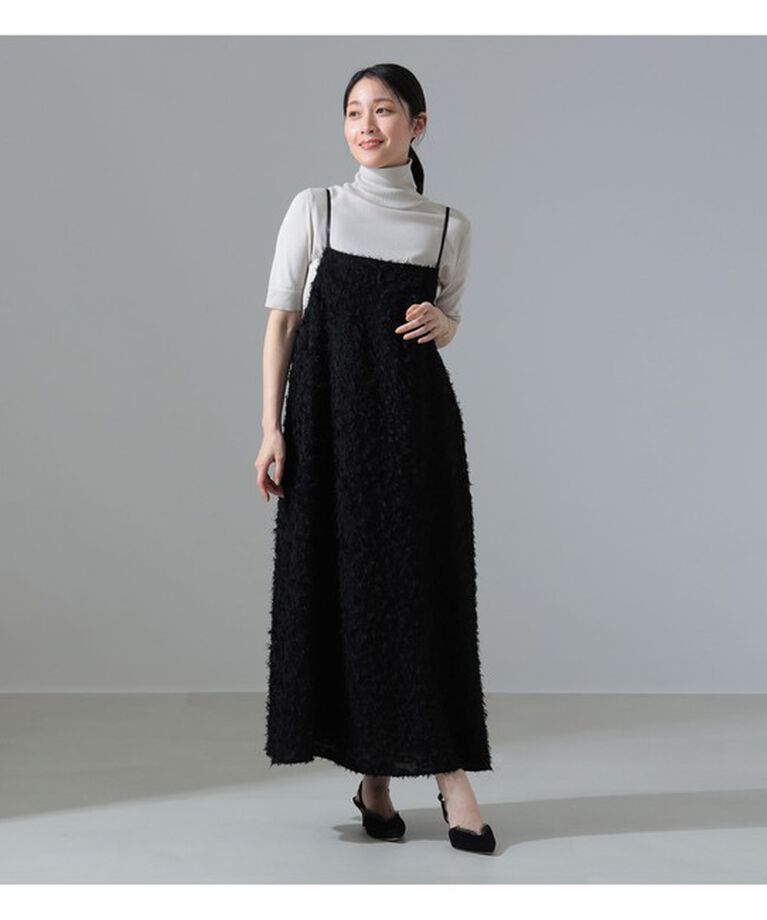 Demi-Luxe BEAMS 「シャギー ジャカード キャミソールワンピース」|ワンピース|BLACK