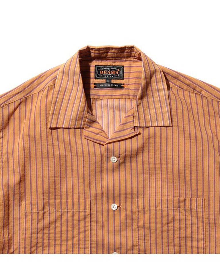 BEAMS「Open Collar Bumpy Stripe」|シャツ・ブラウス|