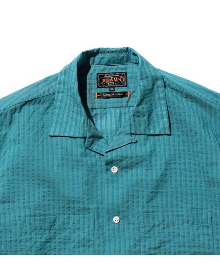 BEAMS「Open Collar Bumpy Stripe」|シャツ・ブラウス|