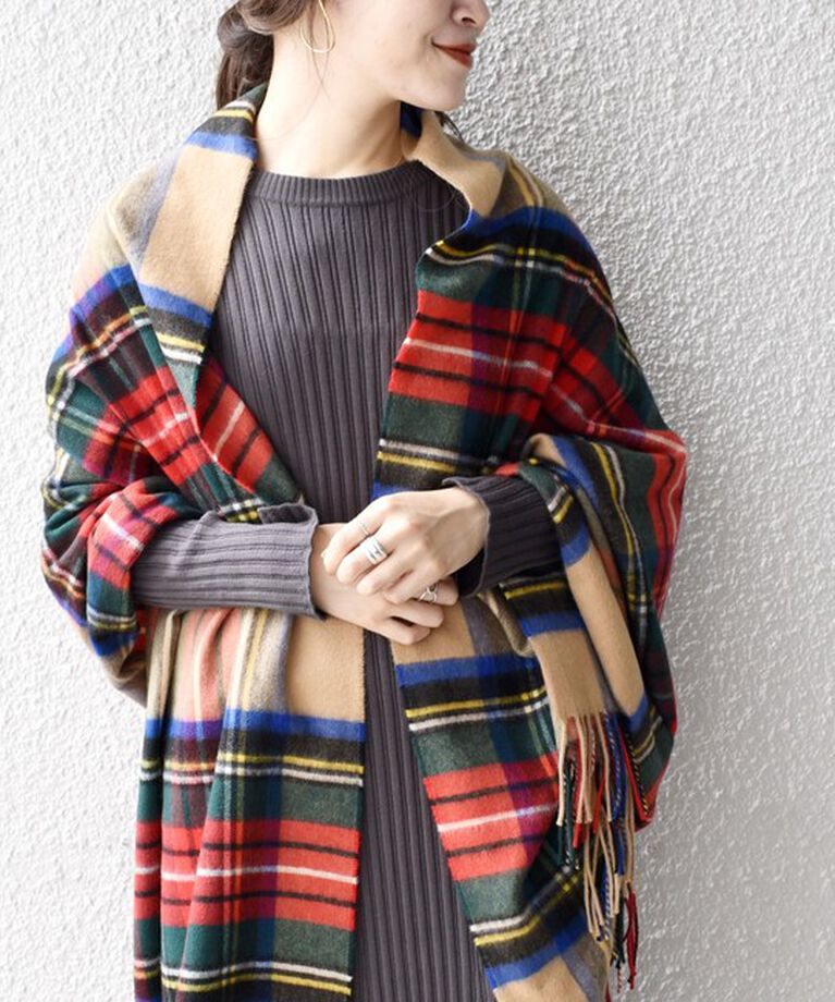 SHIPS for women「【SHIPS別注】JOHNSTONS:カシミヤチェックストール」|ストール|