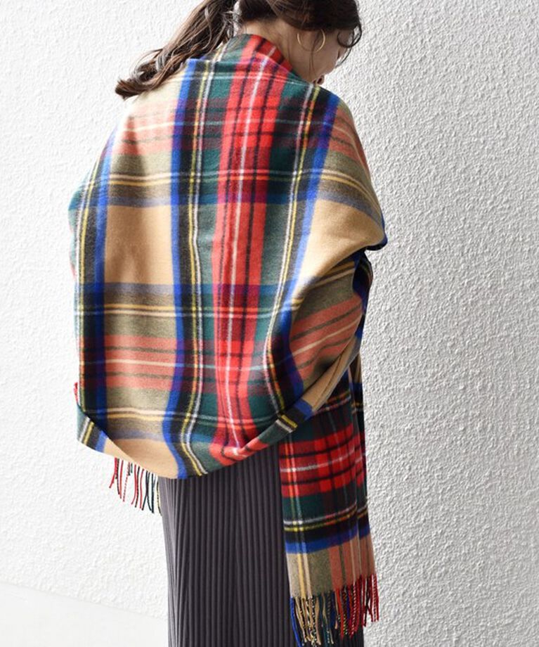 SHIPS for women「【SHIPS別注】JOHNSTONS:カシミヤチェックストール」|ストール|