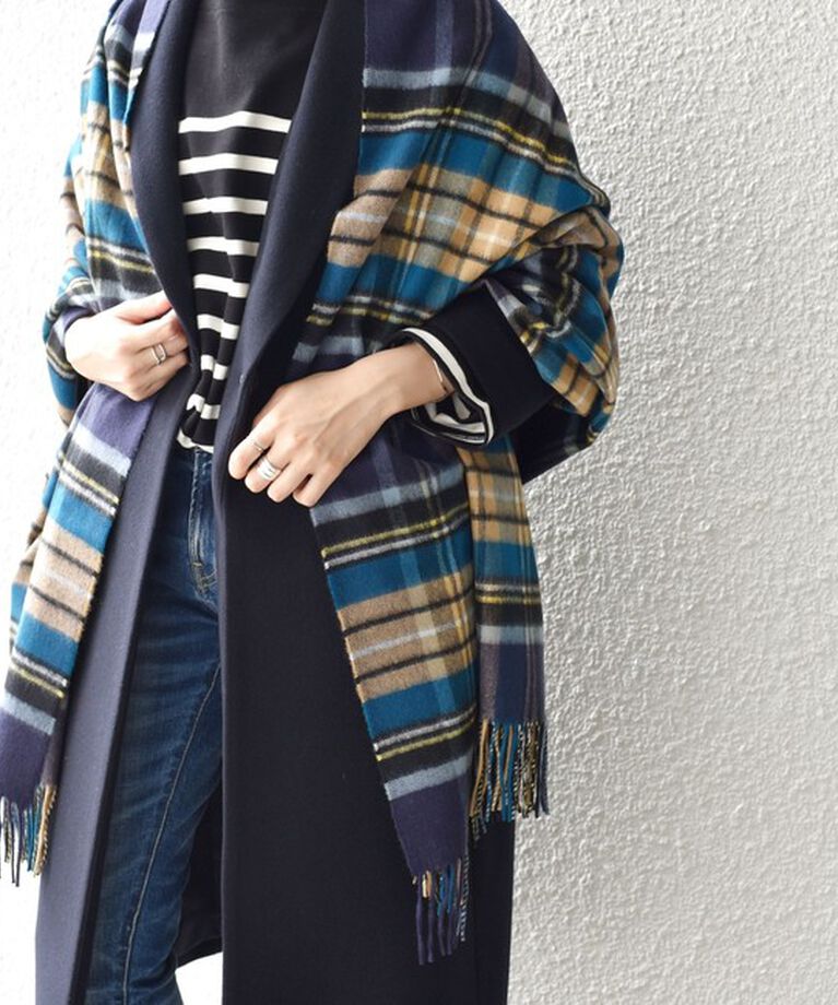 SHIPS for women「【SHIPS別注】JOHNSTONS:カシミヤチェックストール」|ストール|