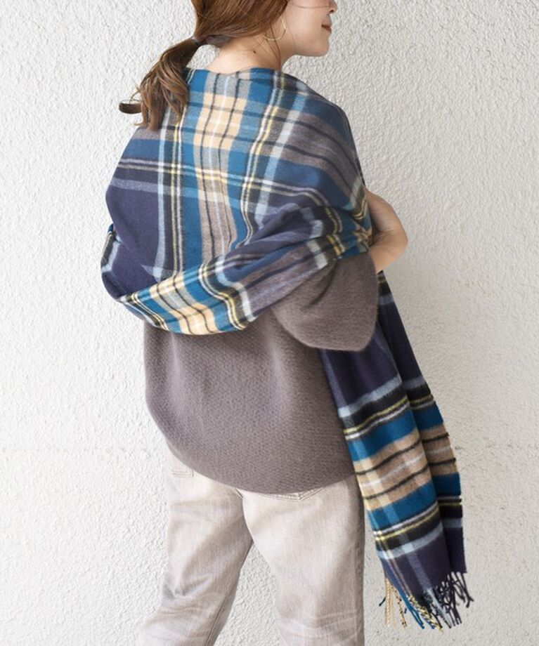 SHIPS for women「【SHIPS別注】JOHNSTONS:カシミヤチェックストール」|ストール|