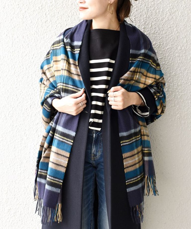 SHIPS for women「【SHIPS別注】JOHNSTONS:カシミヤチェックストール」|ストール|