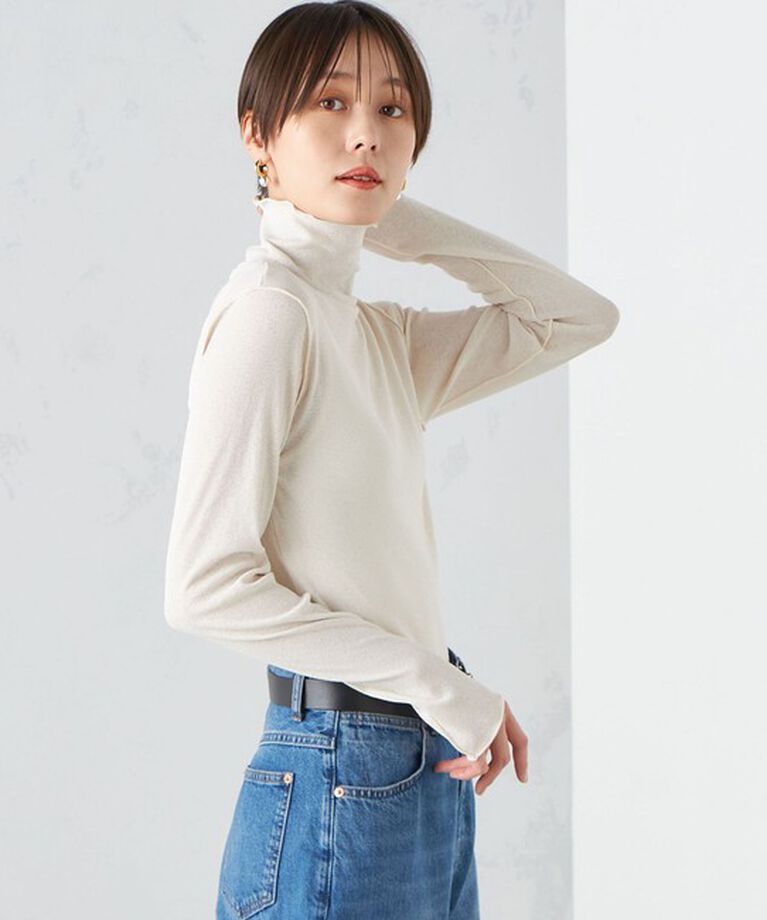 SHIPS for women「〈手洗い可能〉ドライタッチ リブ タートル」|Tシャツ・カットソー|オフホワイト