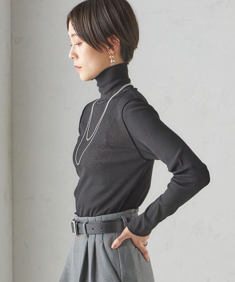 SHIPS for women「〈手洗い可能〉ドライタッチ リブ タートル」|Tシャツ・カットソー|ブラック