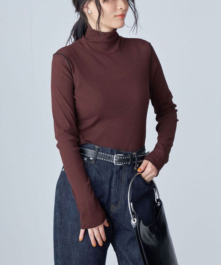 SHIPS for women「〈手洗い可能〉ドライタッチ リブ タートル」|Tシャツ・カットソー|ダークブラウン