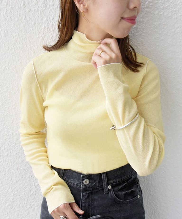 SHIPS for women「〈手洗い可能〉ドライタッチ リブ タートル」|Tシャツ・カットソー|イエロー