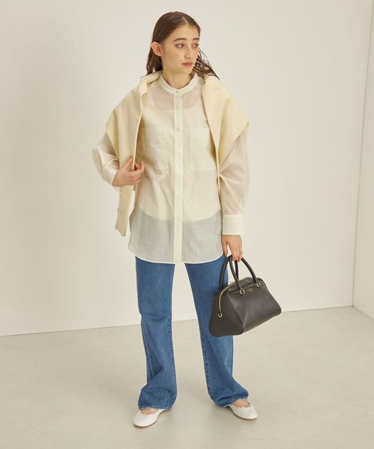 SHIPS for women「〈手洗い可能〉綿 ナイロン ワッシャー タフタ スタンドカラー シャツ ◇」|シャツ・ブラウス|