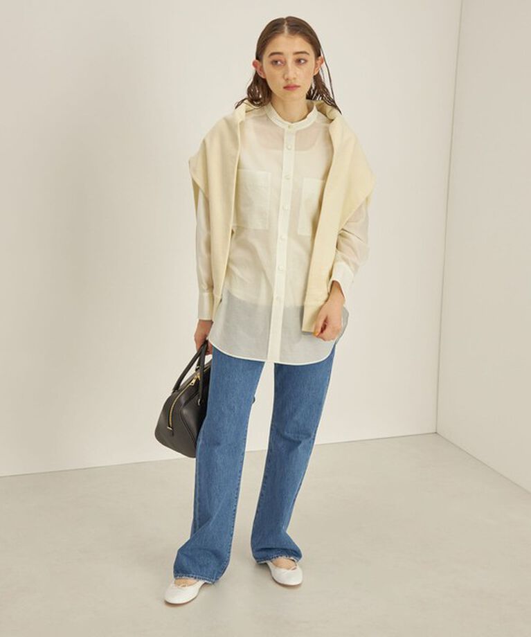 SHIPS for women「〈手洗い可能〉綿 ナイロン ワッシャー タフタ スタンドカラー シャツ ◇」|シャツ・ブラウス|