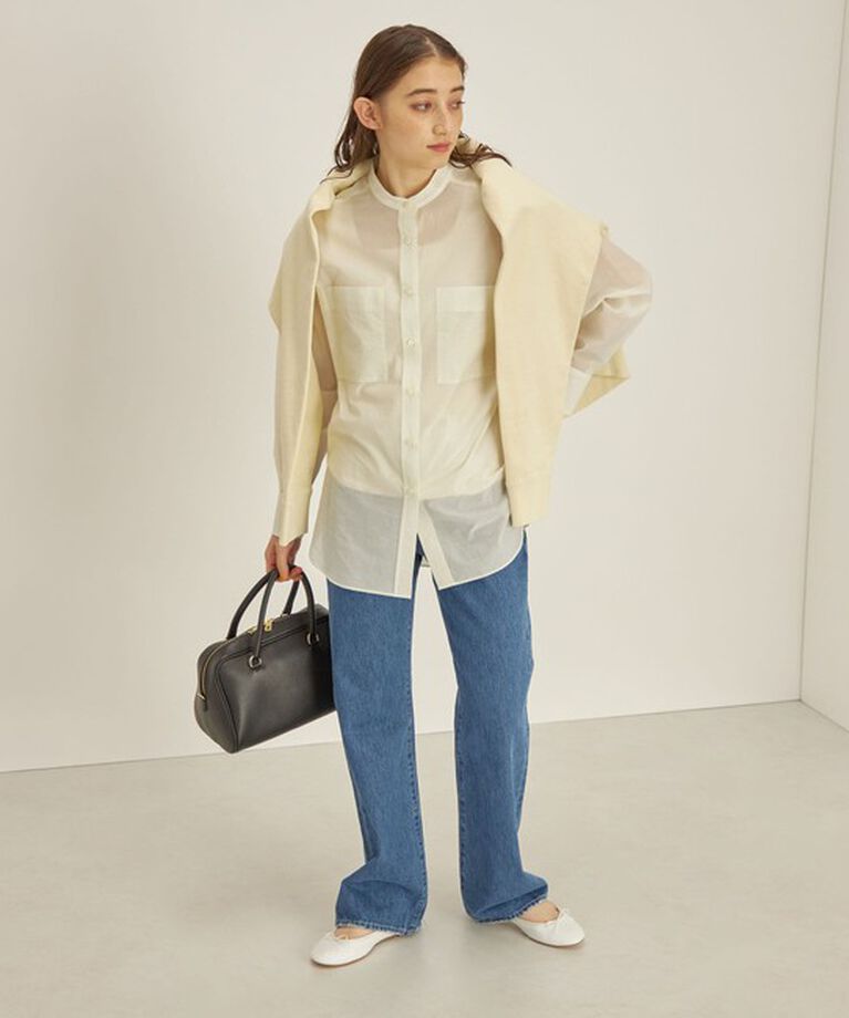 SHIPS for women「〈手洗い可能〉綿 ナイロン ワッシャー タフタ スタンドカラー シャツ ◇」|シャツ・ブラウス|