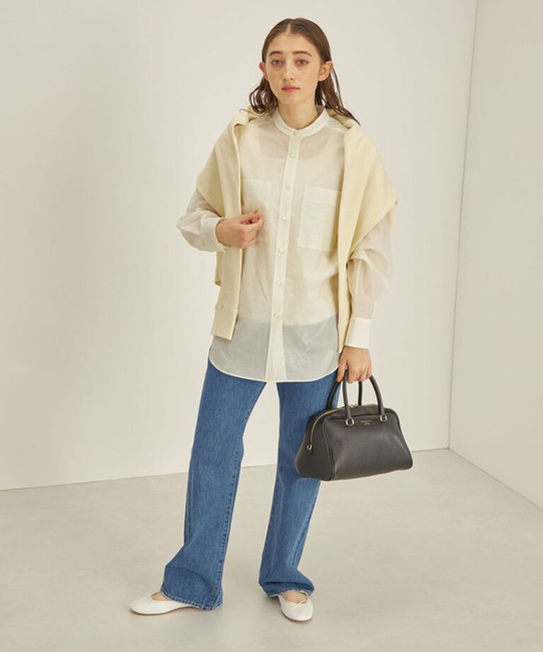 SHIPS for women「〈手洗い可能〉綿 ナイロン ワッシャー タフタ スタンドカラー シャツ ◇」|シャツ・ブラウス|